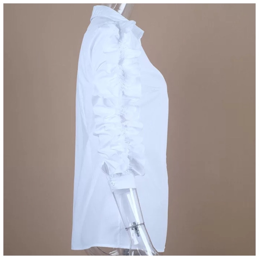HOST PICK🔥White Ruffle Sleeve Button Blouse Top - Picture 7 of 7